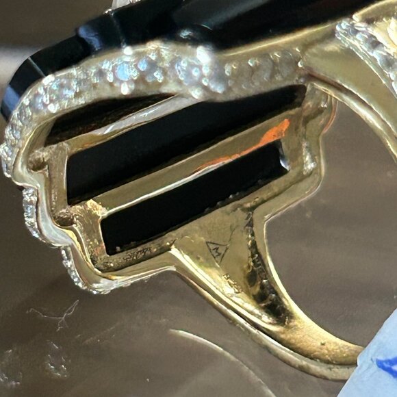 Rarities Carol Brodie Black ONYX White Topaz & Zircon Ring 7 NWT - Picture 8 of 8